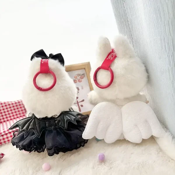 elegant labubu devil costume with bat wings and black bow