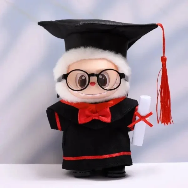 elegant labubu graduation attire for doll photography collectors