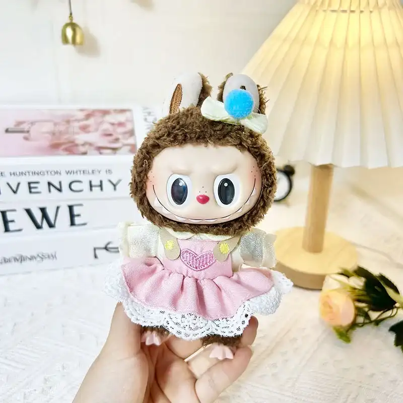 elegant white lace bunny dress for 17cm Labubu doll