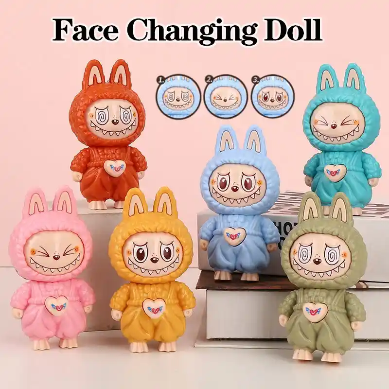 face changing labubu bunny keychain for backpacks