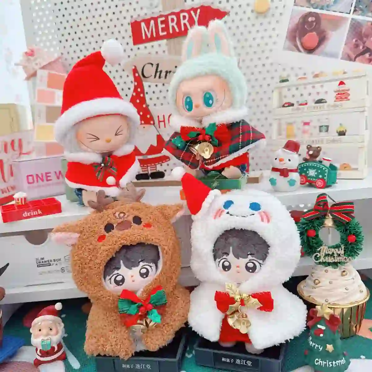 festive holiday outfit for 15 17cm labubu plush doll