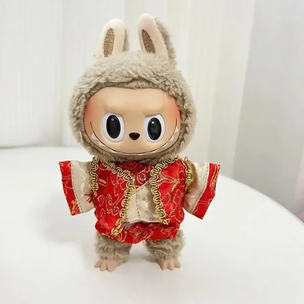 festive red and gold labubu chinese new year doll clothing