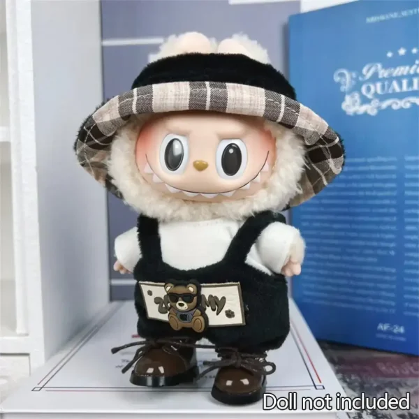 flat lay image 17cm Labubu doll outfit showcasing accessories