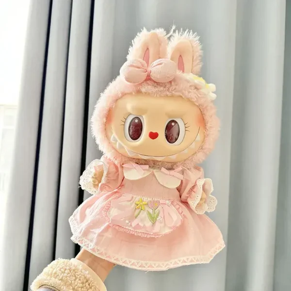 flowy pink dress for 38cm Labubu doll accessories