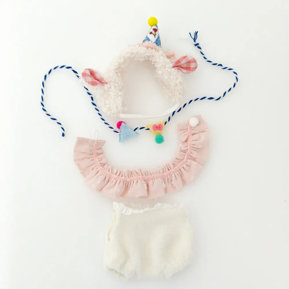 fluffy pastel pink bunny clothes for 15 17cm Labubu dolls