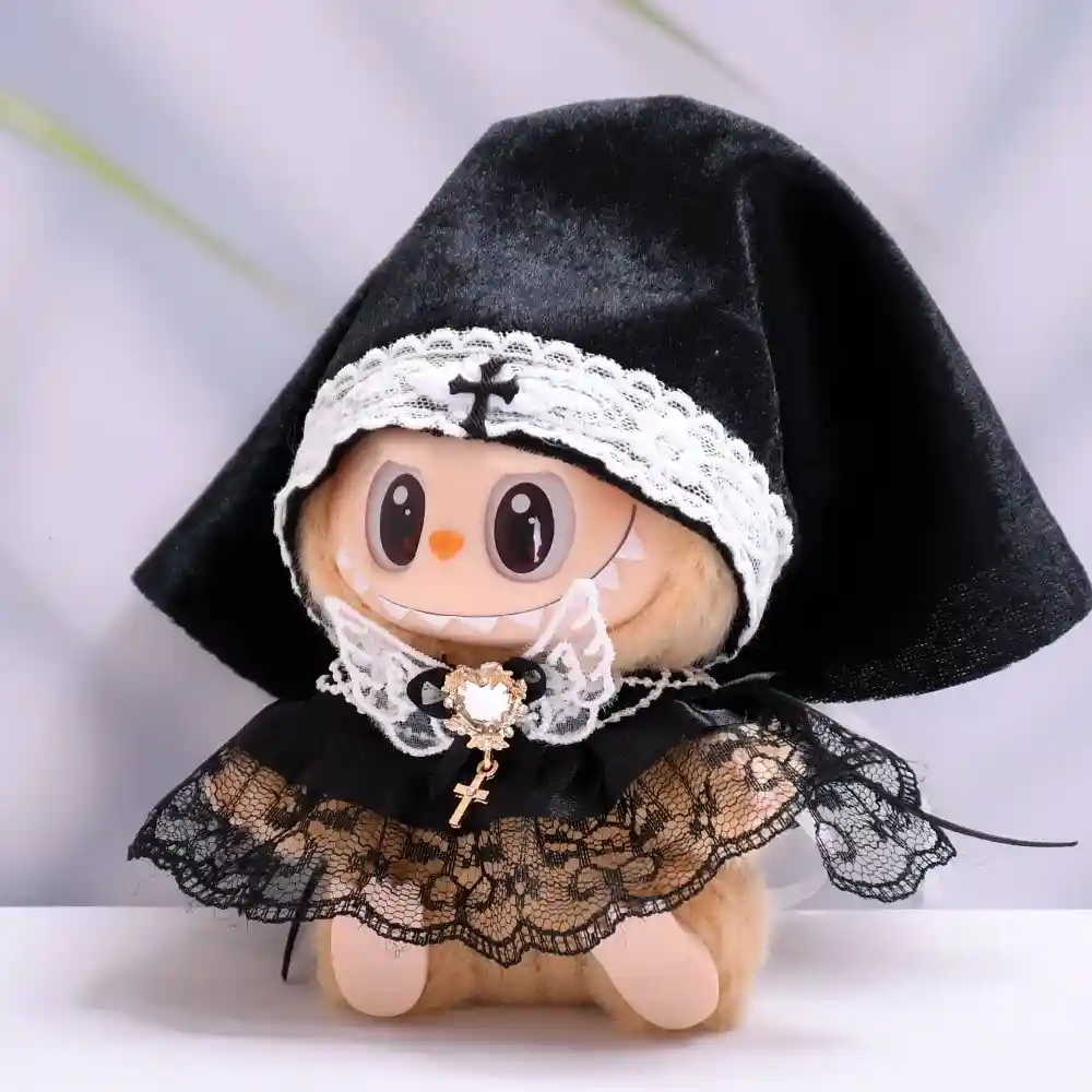 gothic nun outfit for labubu plush doll accessories