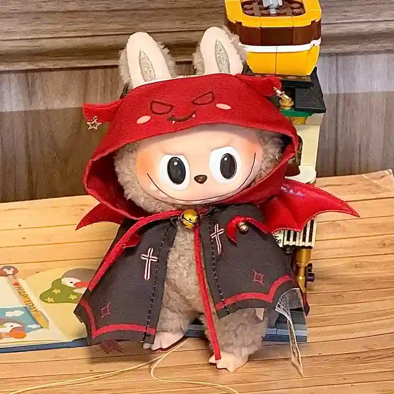 halloween costume for 15 17cm labubu doll devil vampire cloak outfit
