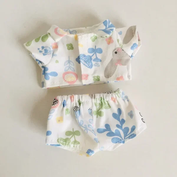 handcrafted 17cm Labubu doll bunny pajamas set