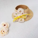 handcrafted labubu straw hat with ribbon