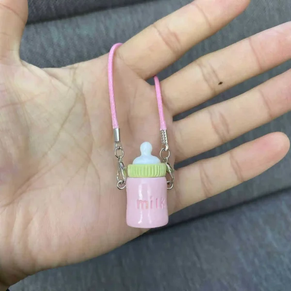 handcrafted pastel milk bottle keychain for labubu enthusiasts