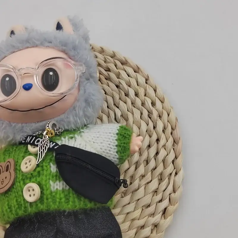 handmade 17cm Labubu doll clothes set with wooden buttons