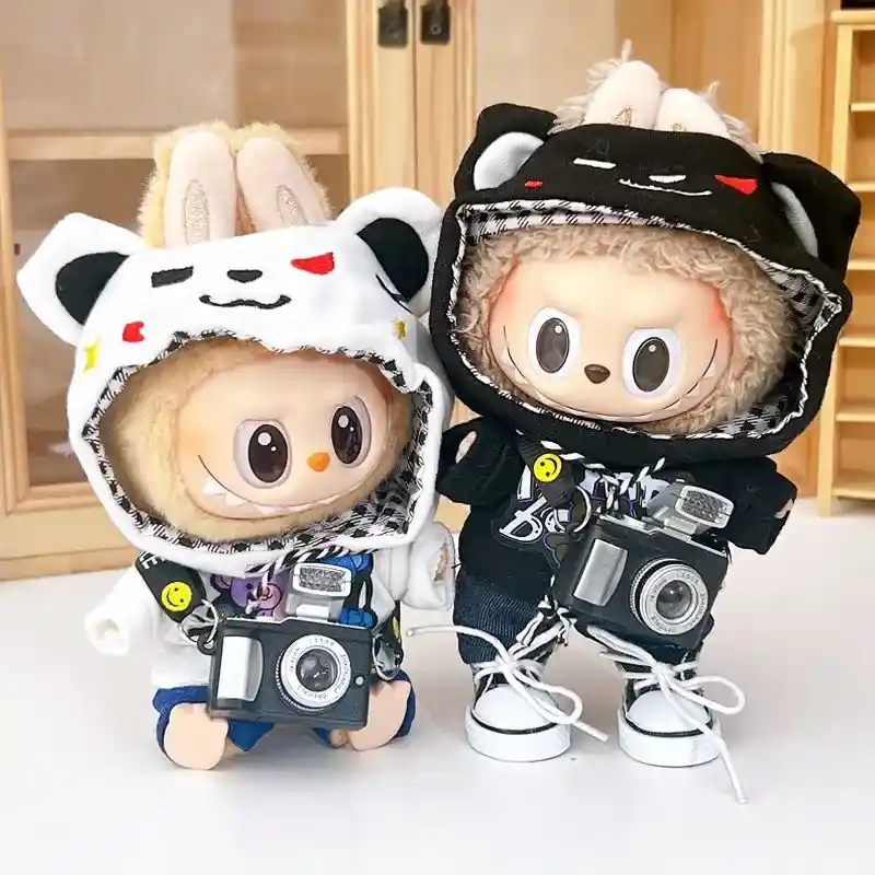 handmade 17cm labubu doll bear hoodie outfit set unique