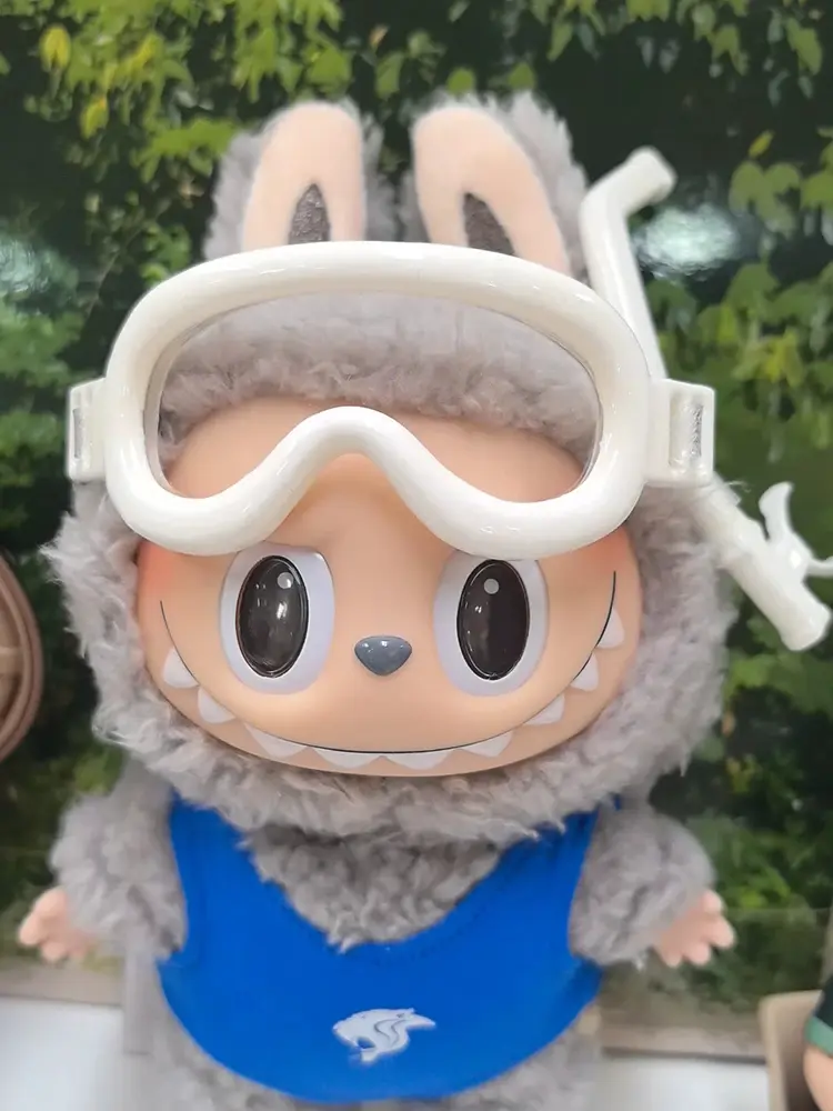 handmade 17cm labubu doll diving mask snorkel set