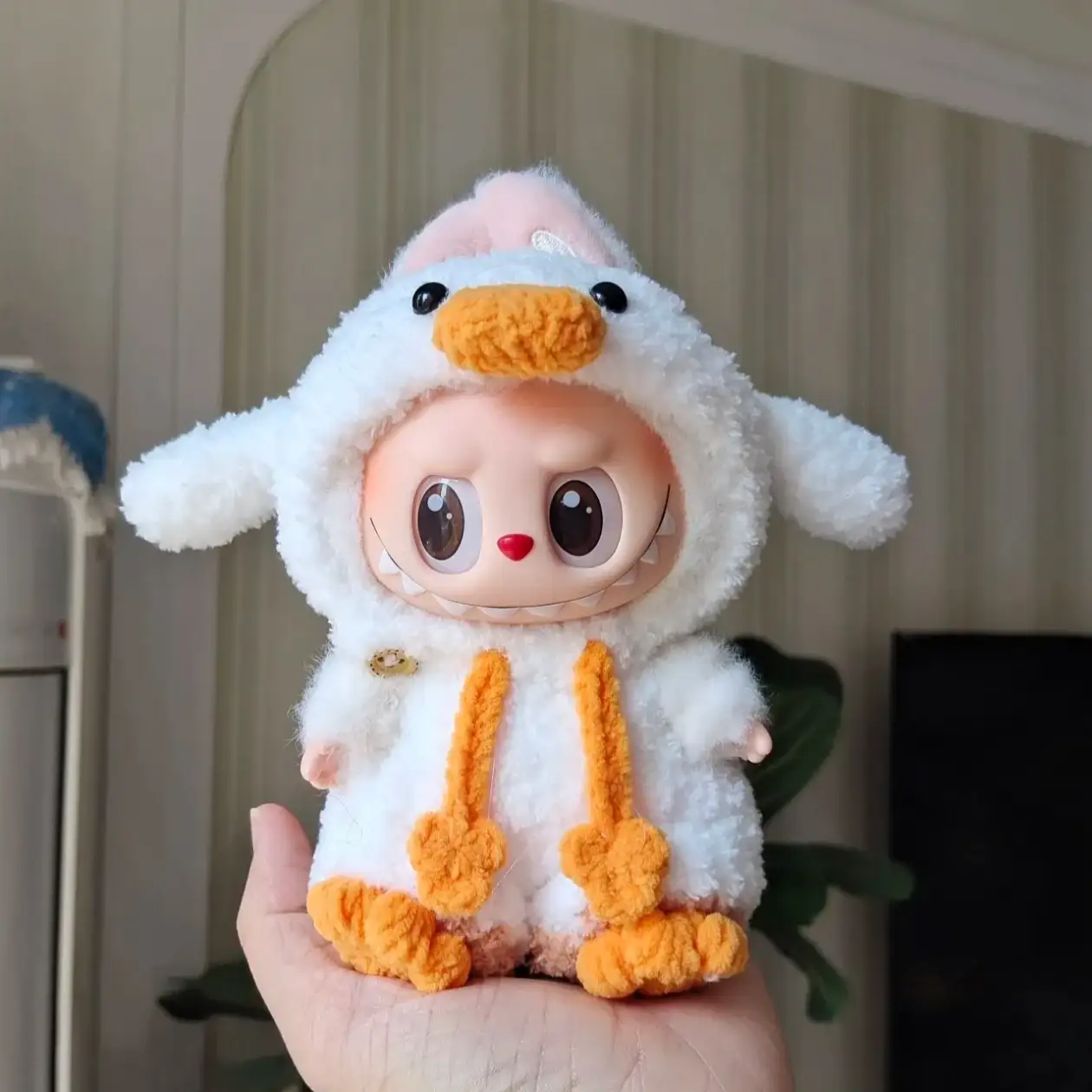 handmade crochet duck costume for 17cm Labubu doll