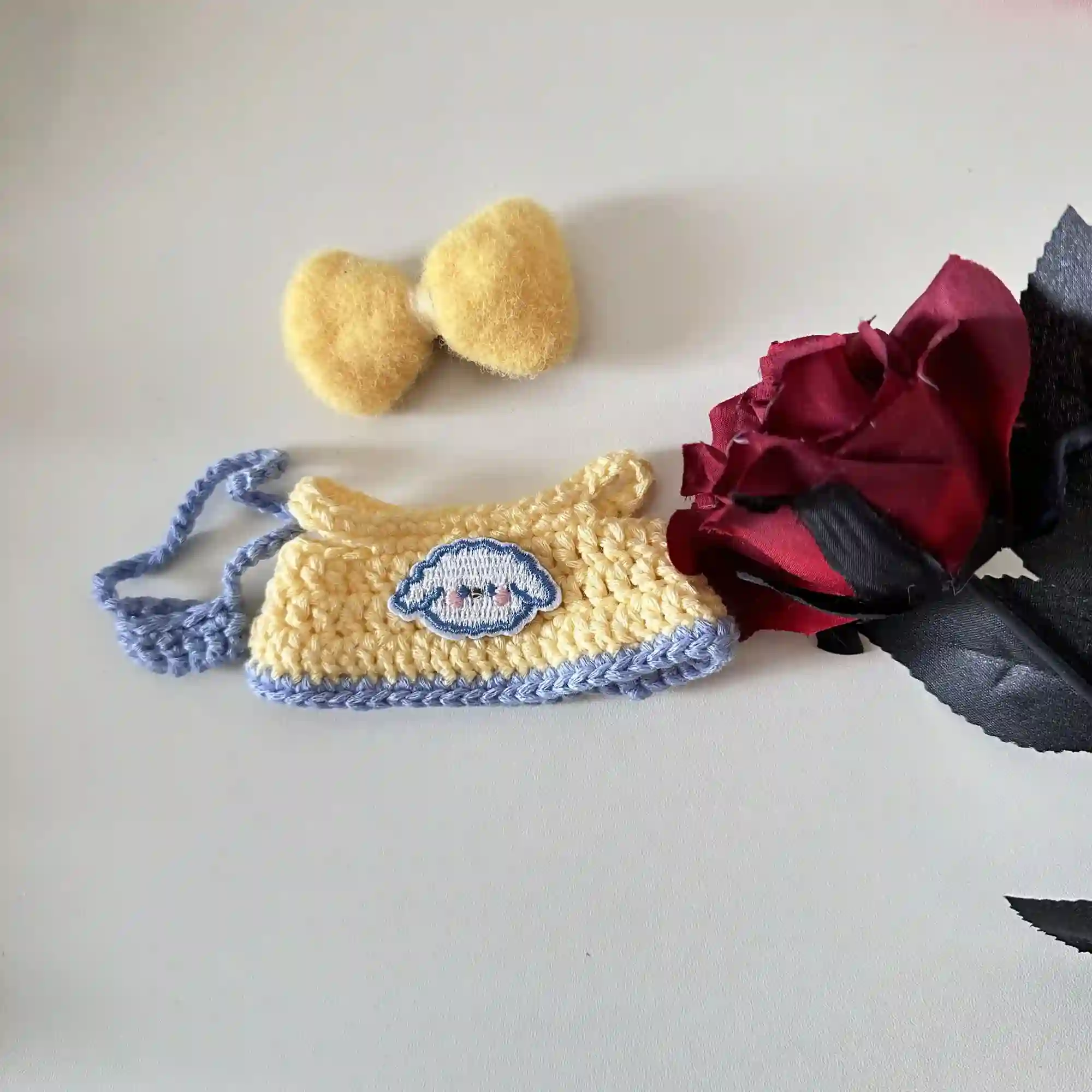 handmade knitted labubu bunny outfit with accessories 17cm