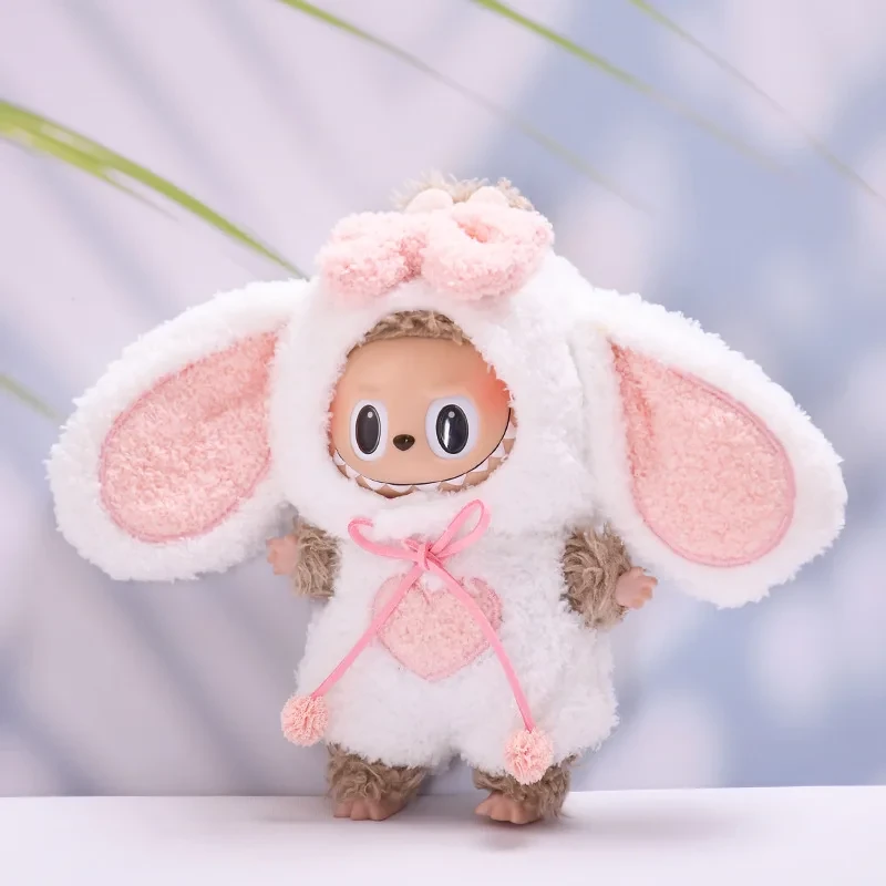 handmade labubu bunny costume with fluffy pom poms and bow