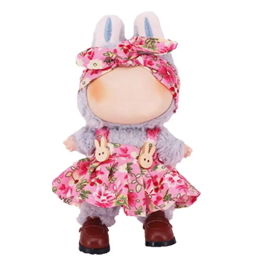 handmade labubu doll clothes casual pearl bow outfit