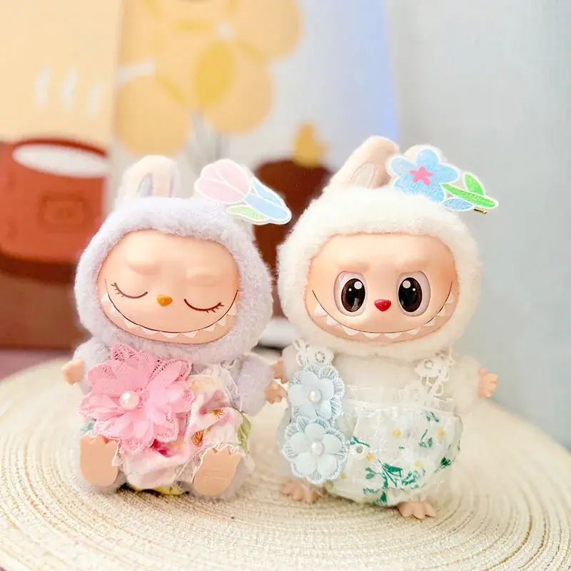handmade labubu doll clothes delicate pink floral print