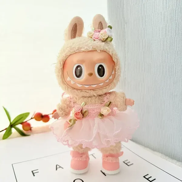 handmade labubu doll clothes set tutu dress headband accessories