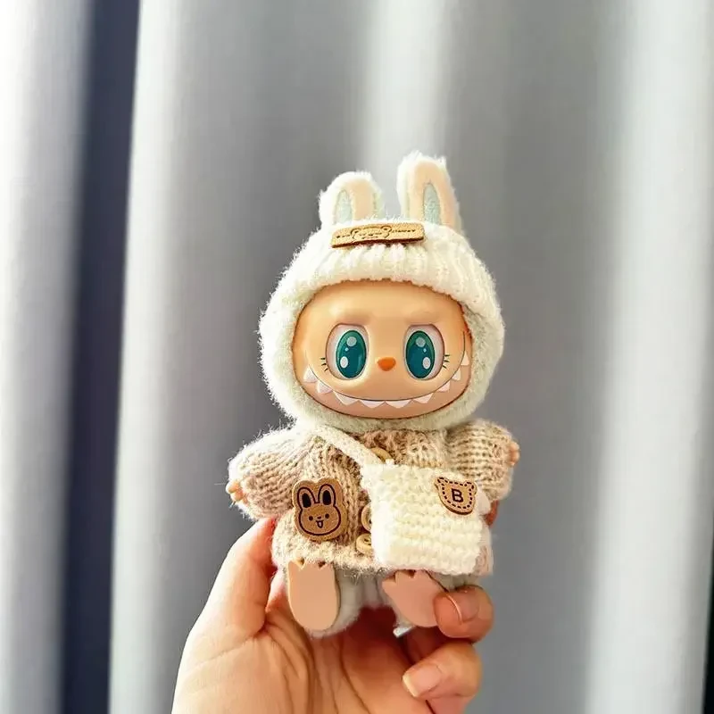 handmade labubu knit sweater outfit set with wooden buttons