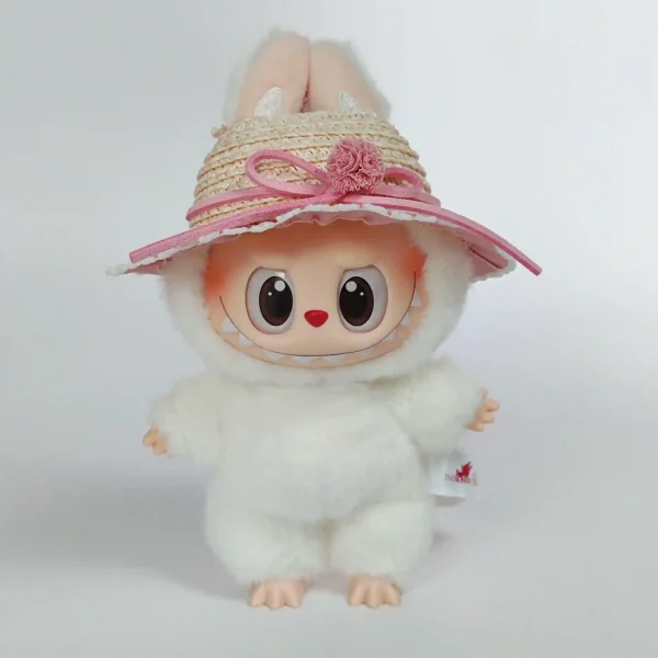 handmade style labubu straw hats outfit set for 1 12 scale dolls