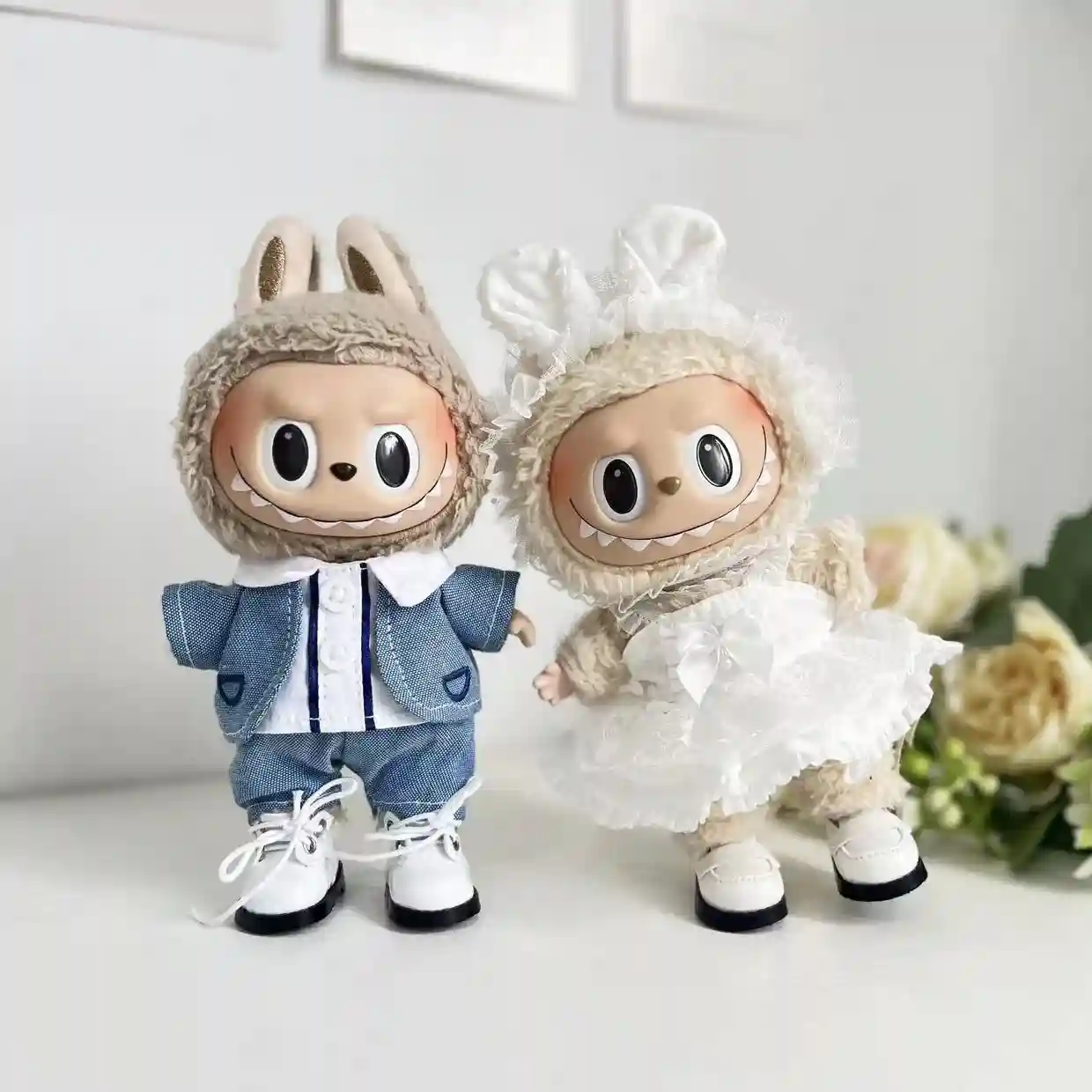 high quality 17cm Labubu doll bunny costume set