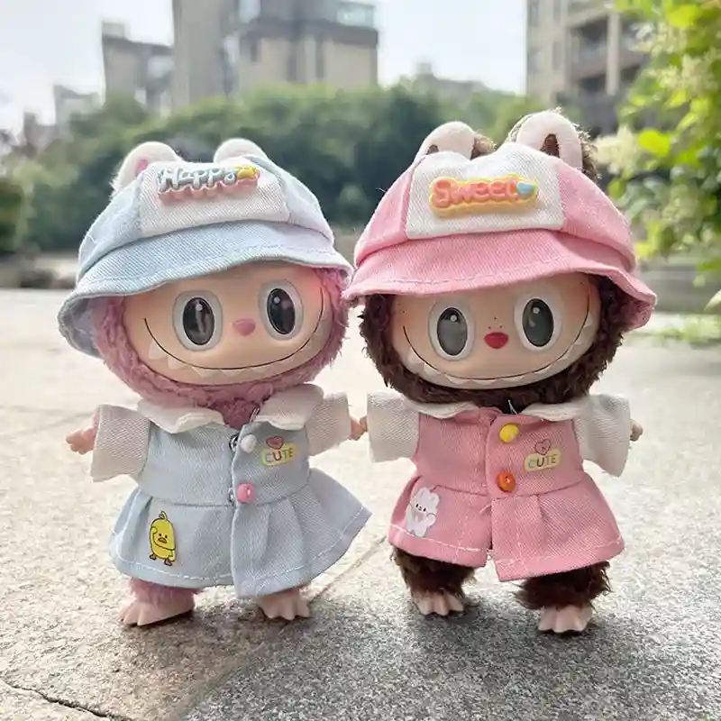 high quality fabric bunny costume for 17cm Labubu doll