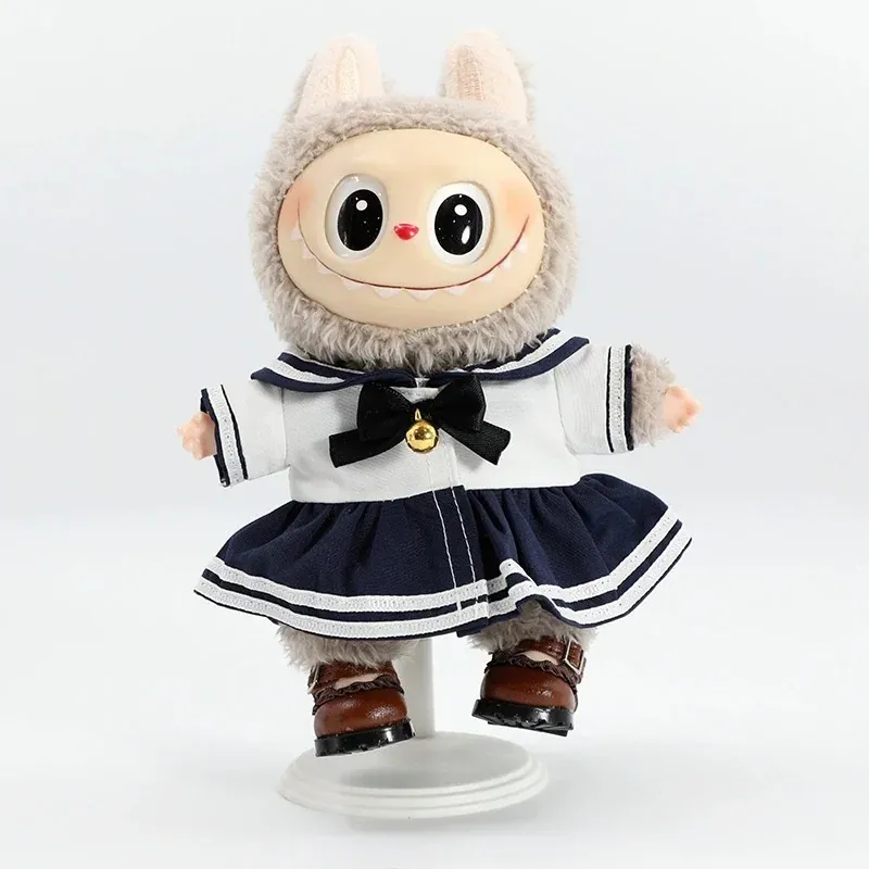 high quality 17cm Labubu designer doll clothes sailor dress outfit