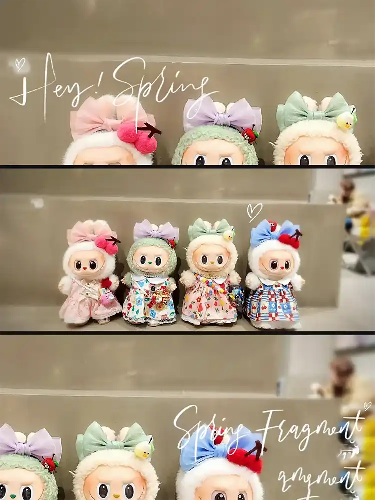high quality 17cm Labubu doll bow headbands accessories set