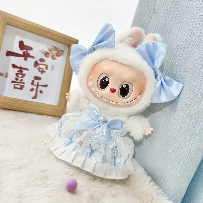 high quality 17cm Labubu doll clothes designer luxury dress
