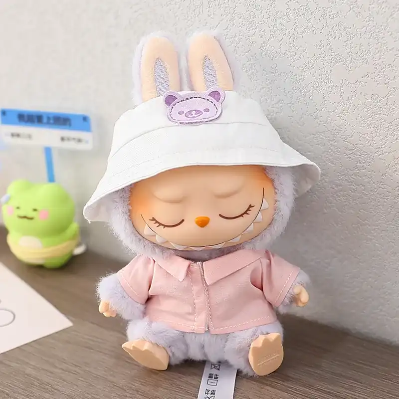 high quality 17cm Labubu doll clothes simple white shirt