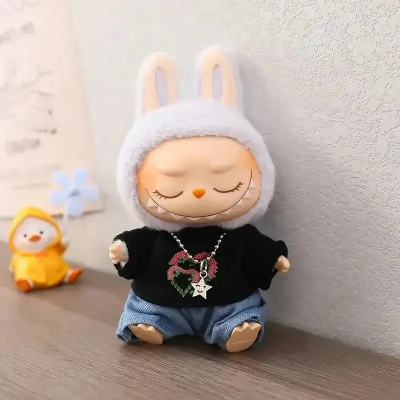 high quality 17cm Labubu doll clothes streetwear hoodie outfit