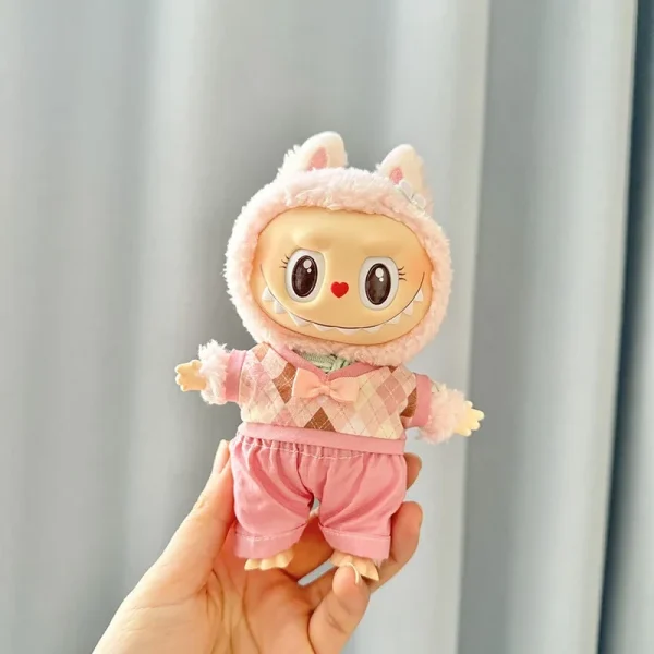 high quality 17cm Labubu doll clothing set durable material