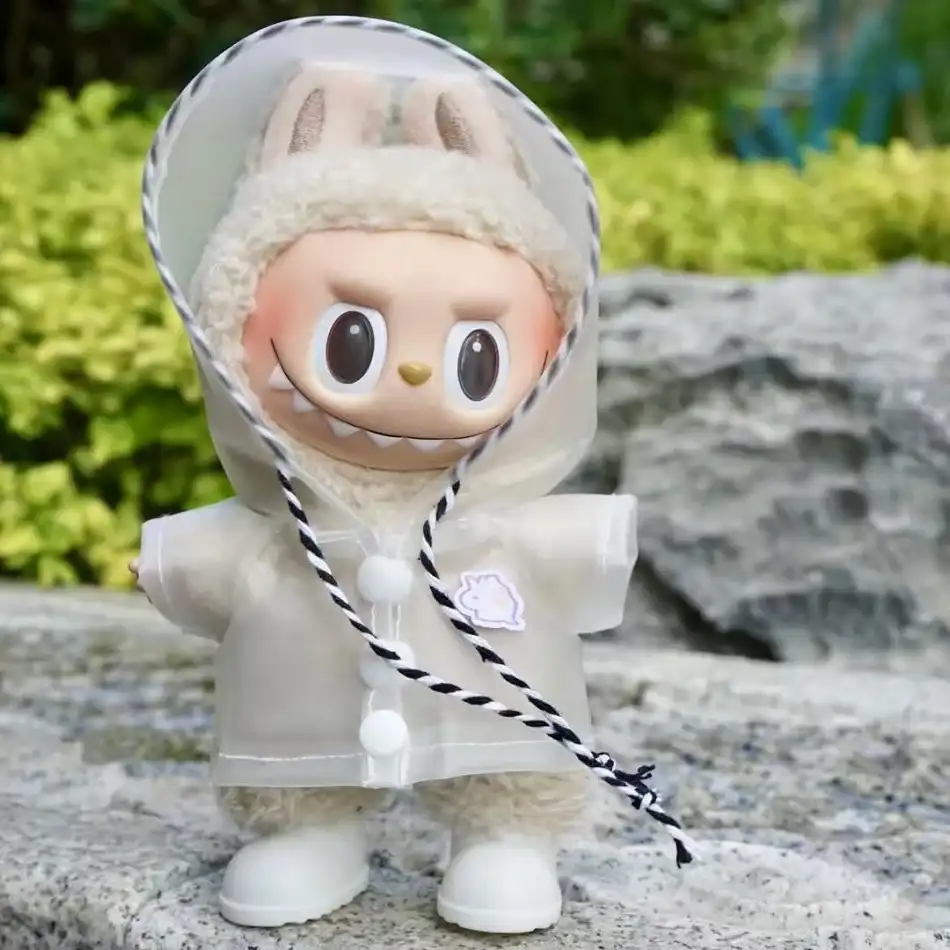 high quality 17cm Labubu doll raincoat outfit gift