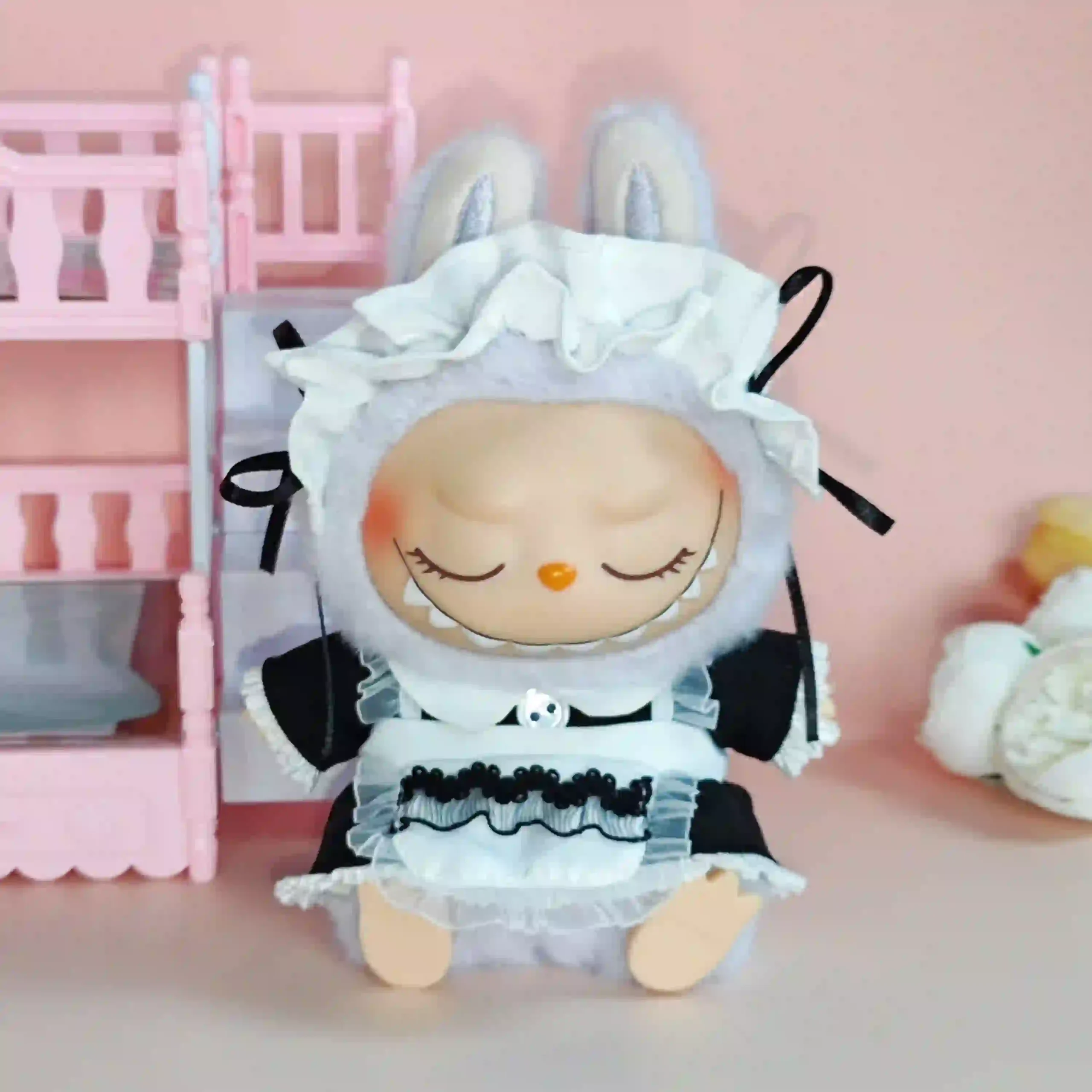 high quality 17cm Labubu maid costume with accessories scaled