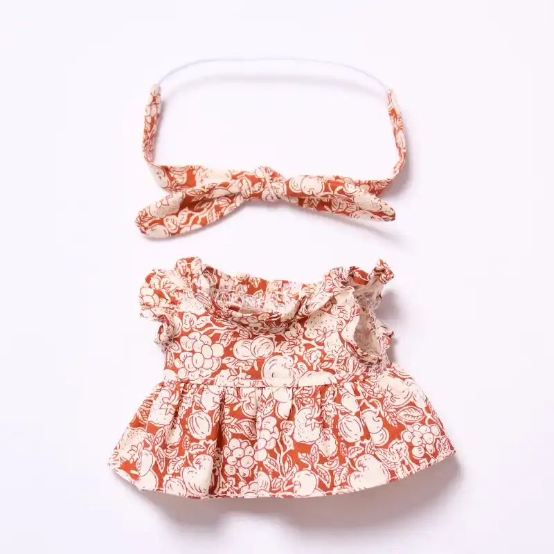 high quality 17cm labubu doll fruit print clothing set
