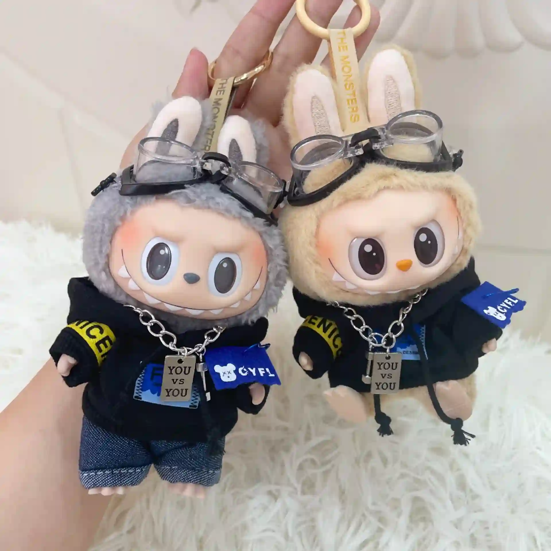 high quality 17cm labubu doll hoodie outfit set accessories