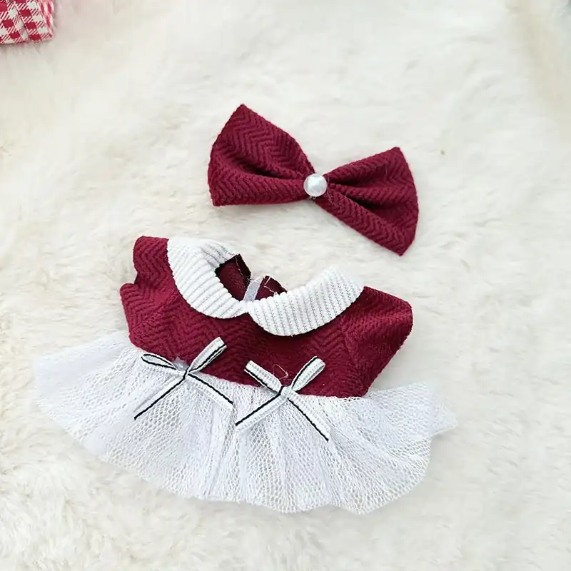 high quality burgundy dress outfit for 15 17cm labubu dolls