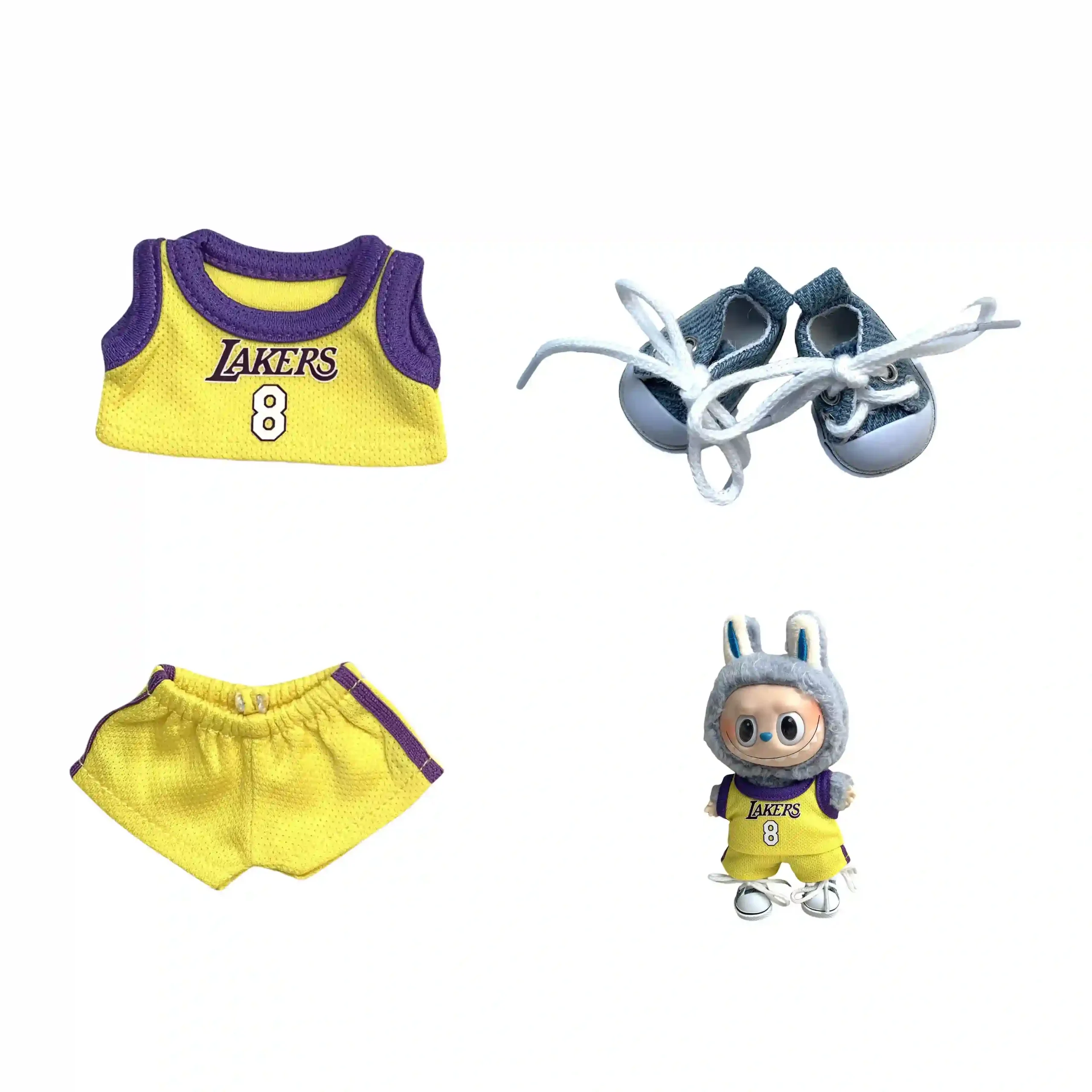 high quality cloth 17cm Labubu basketball player clothes scaled