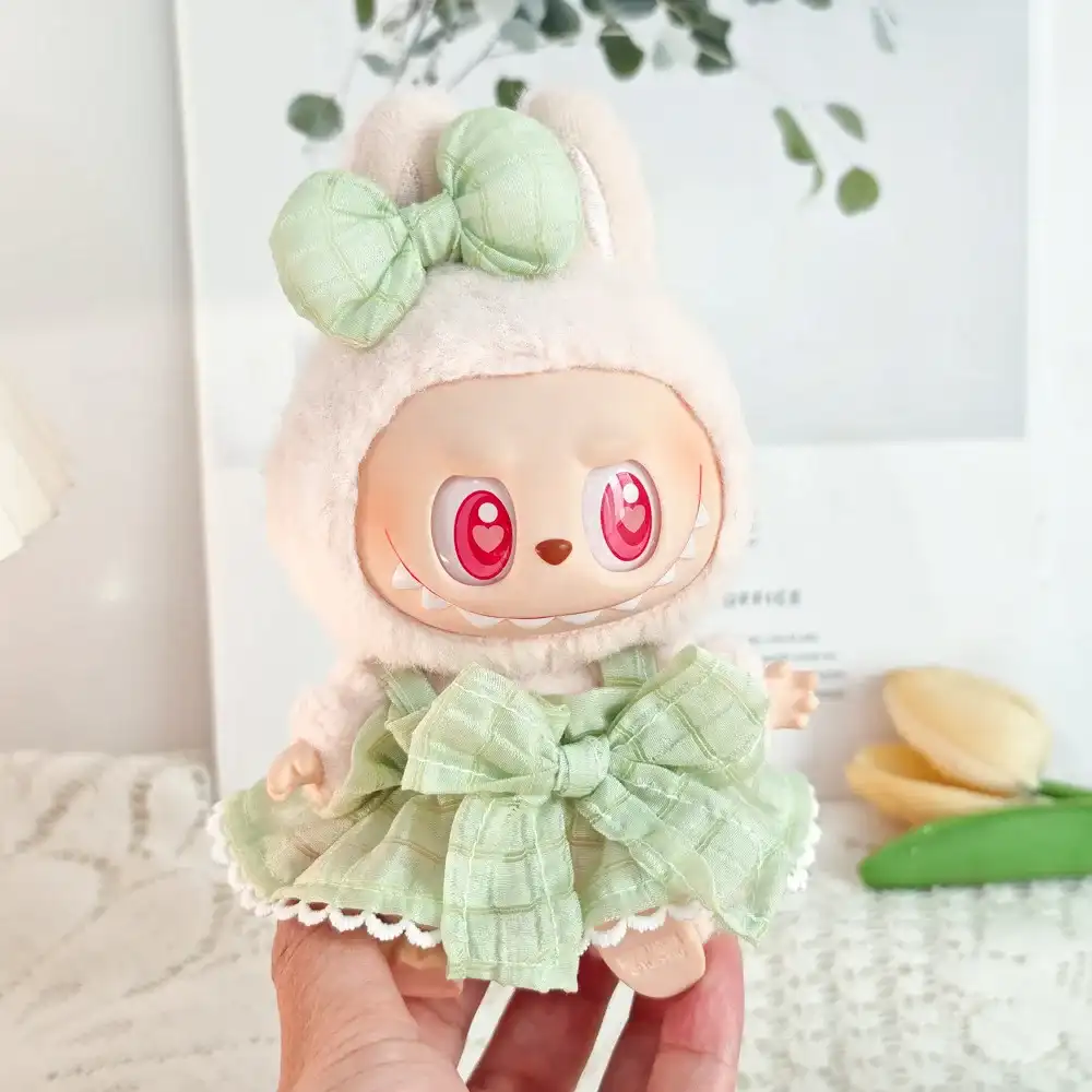 high quality cloth labubu doll clothes bow dress outfit set exquisite charm