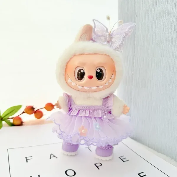 high quality cloth labubu doll clothes lavender pink tutu dress