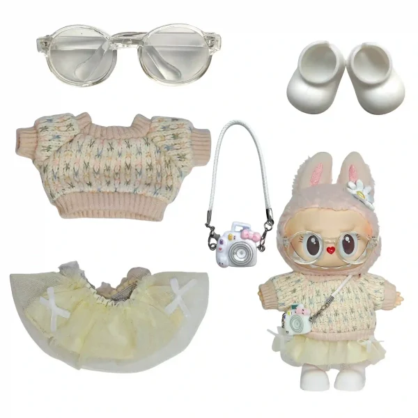 high quality cloth materials labubu doll clothes set