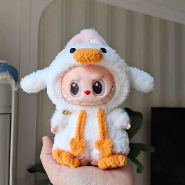 high quality cotton wool crochet duck doll costume 17cm
