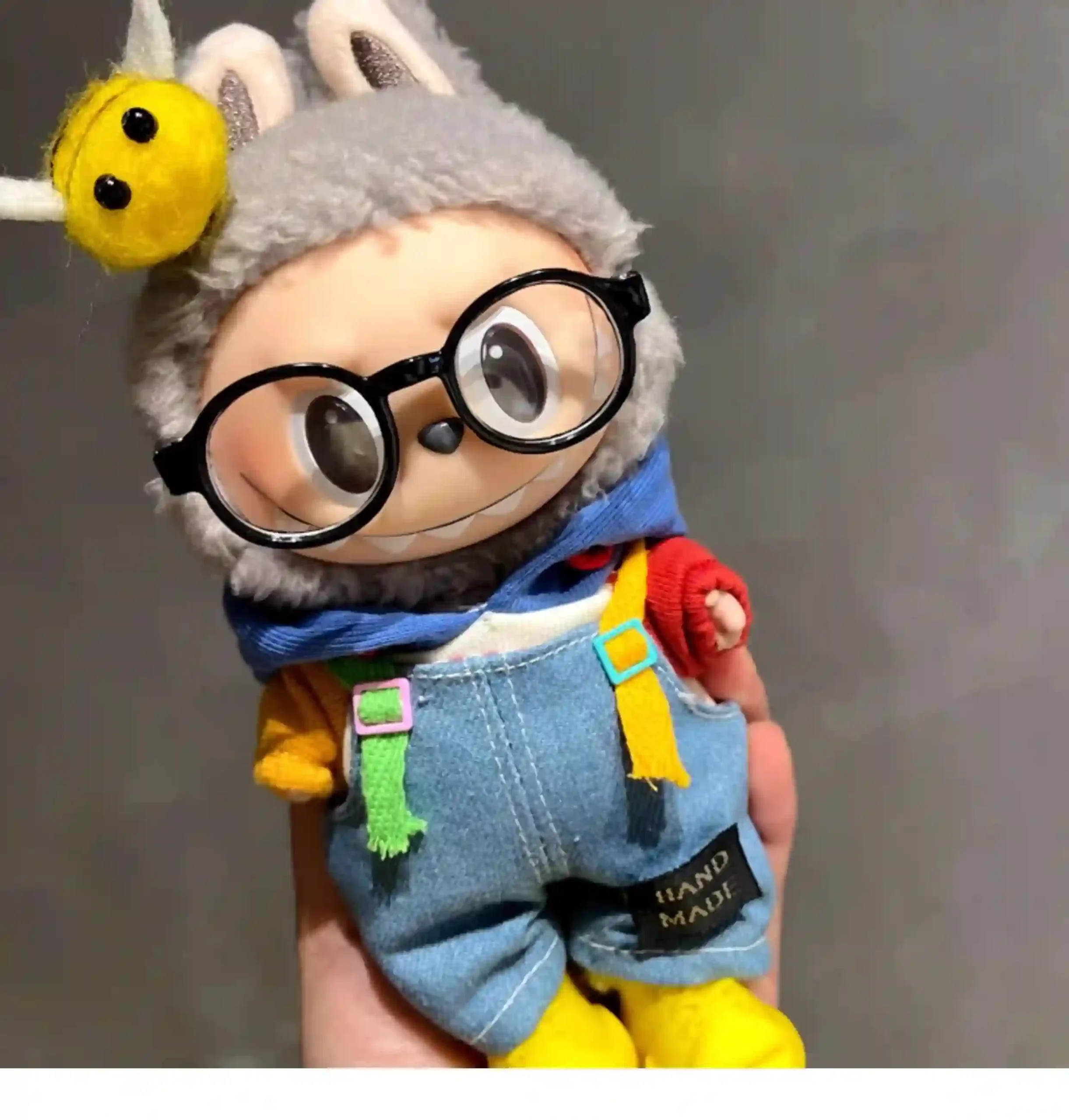 high quality denim overalls outfit for 17cm labubu dolls scaled