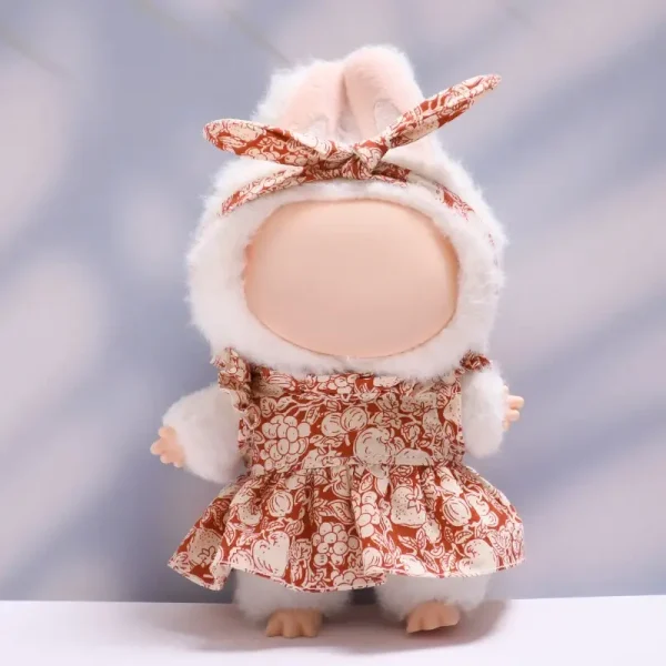 high quality fabric labubu doll fruit print dress