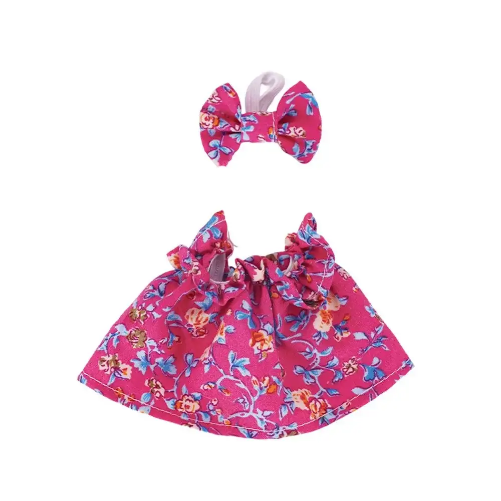 high quality fabric labubu doll outfit floral dress and headband