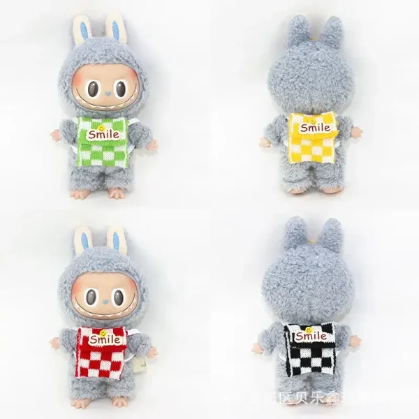high quality knitted checkered backpack for 17cm Labubu doll