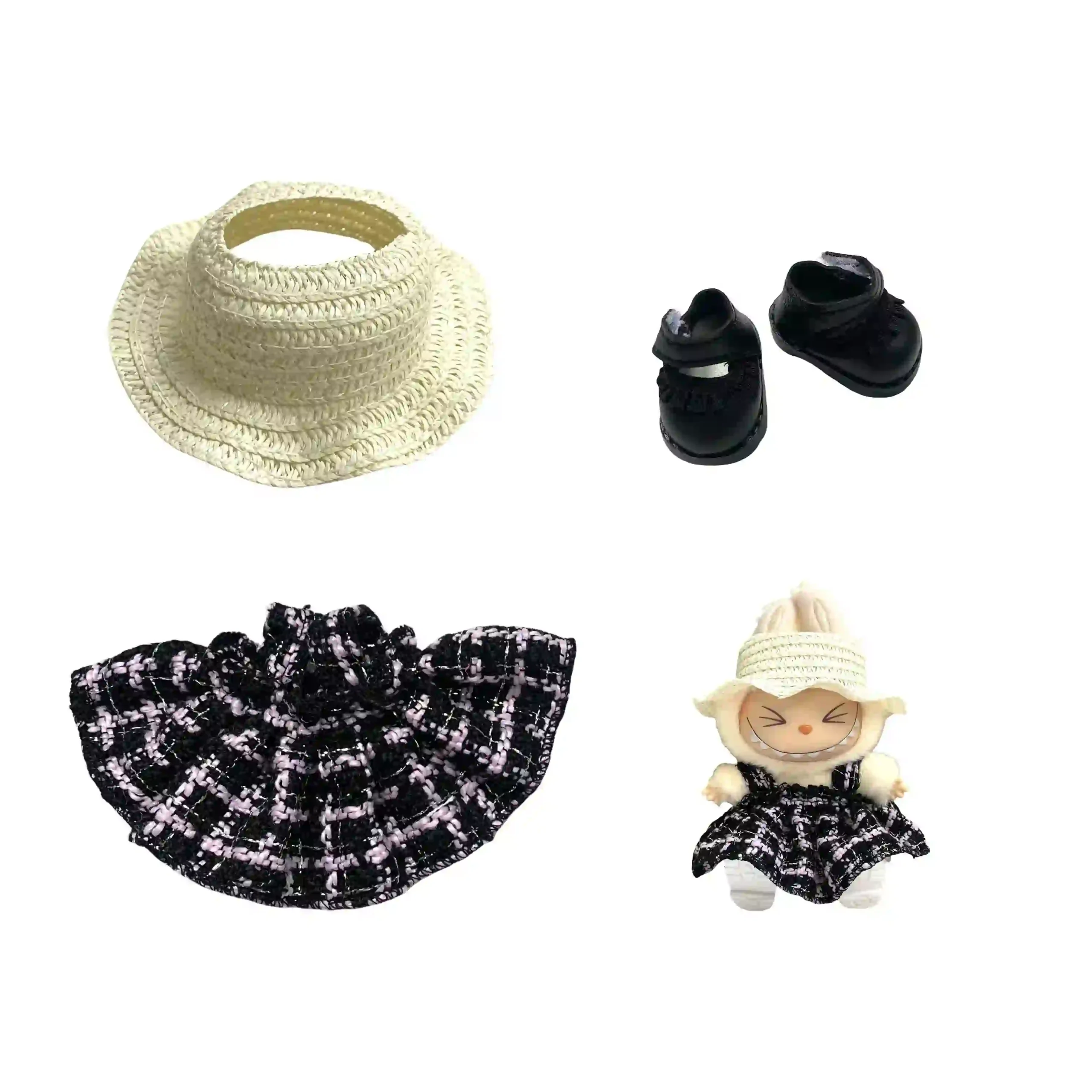 high quality labubu bunny outfit for 17cm v1 and v2 dolls scaled