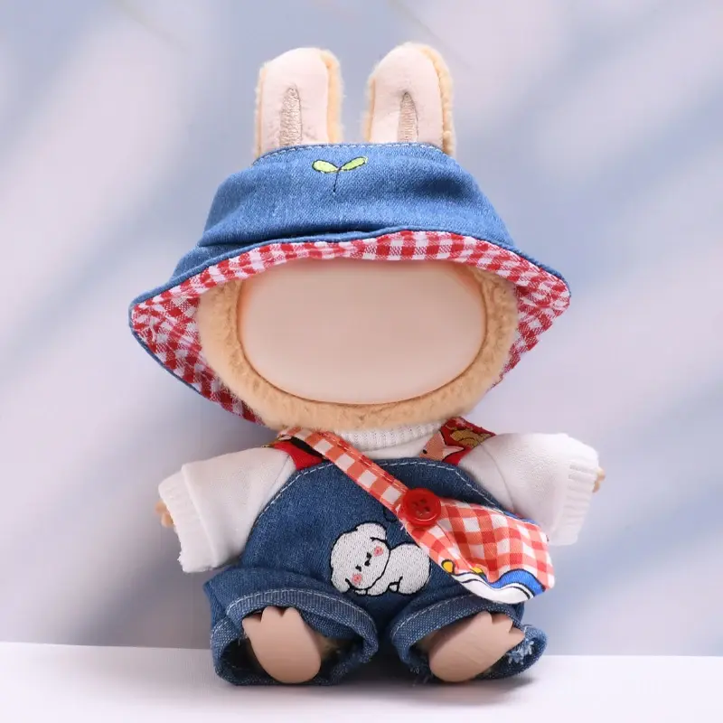 high quality labubu denim outfit set with hat and bag for girls