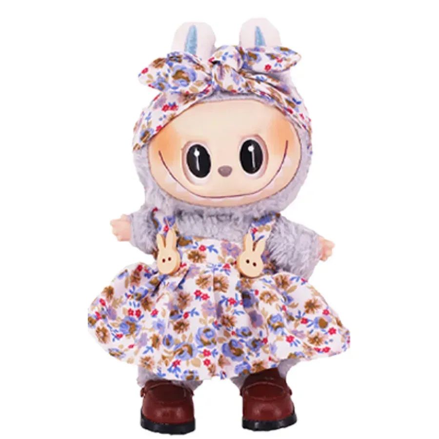 high quality labubu doll clothes set floral dress striped shirt handmade